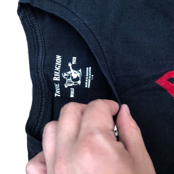 TRUE Religion T Shirt Diamond Buddha Black Large - Picture 4 of 4